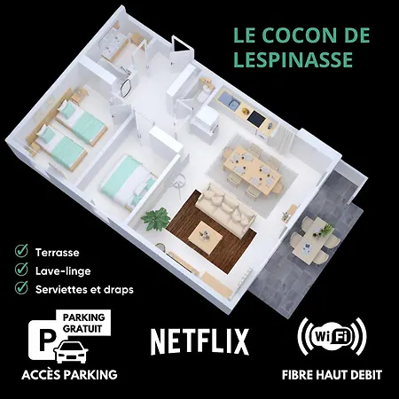 Le Cocon De - Parking - Checkin Autonome Lespinasse